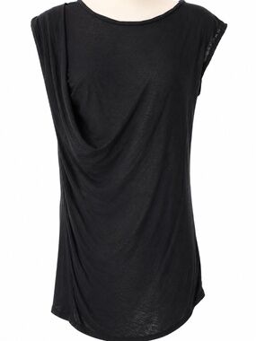 APT 9 Black Slub Knit Drape Front Top